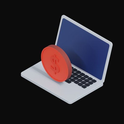 Singapore Dollar Floating Over a Laptop - 3D icon from Crypto & Currency Laptop Float