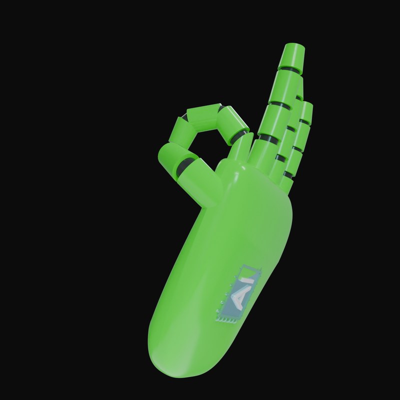 Green OK Sign Robot Hand 3D Icon - 3D icon from Robot Hand Gestures 3D Icons