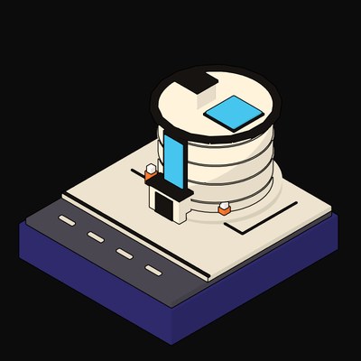 Banded Concrete Rotunda with a Single Slot Entrance - illustration from Neo Brutalist Scenes Icons