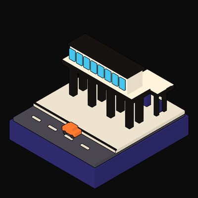 Yellow Motorway Service Bridge Spanning the Carriageway - illustration from Neo Brutalist Scenes Icons
