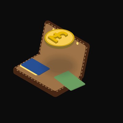British Pound Floating Over a Wallet (Back) - illustration from Crypto & Currency Wallet Float