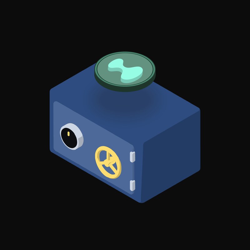 Hyperliquid Floating Over a Safe (Back) - illustration from Crypto & Currency Safe Float