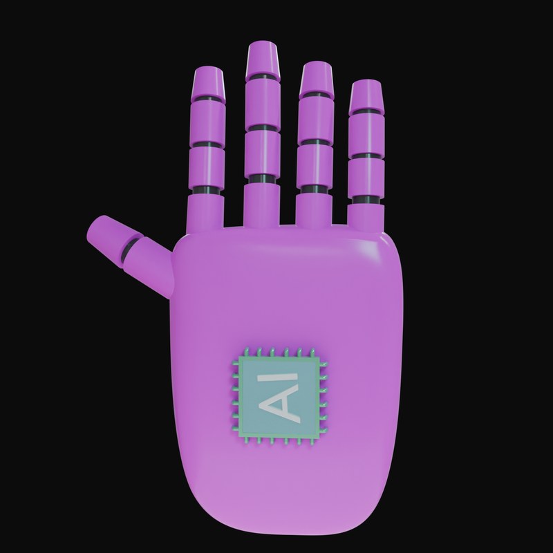 Magenta Open Palm Robot Hand 3D Icon - 3D icon from Robot Hand Gestures 3D Icons