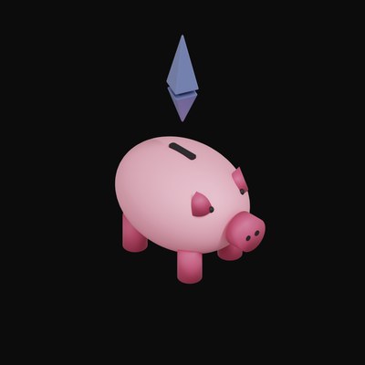 Ethereum Floating Over a Piggy Bank - 3D icon from Crypto & Currency Piggy Bank Float