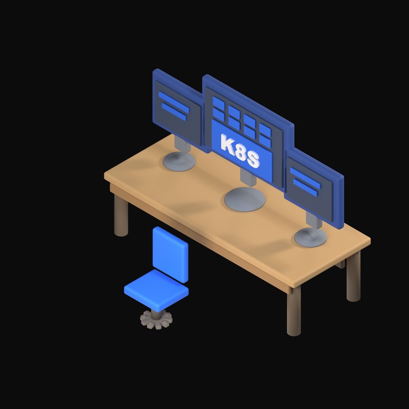 Kubernetes Pod Grid on a Control Desk - 3D icon from Isometric Developer Stack Desks 3D Icons