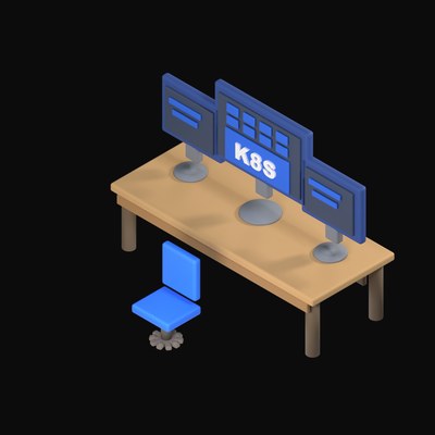 Kubernetes Pod Grid on a Control Desk - 3D icon from Isometric Developer Stack Desks 3D Icons