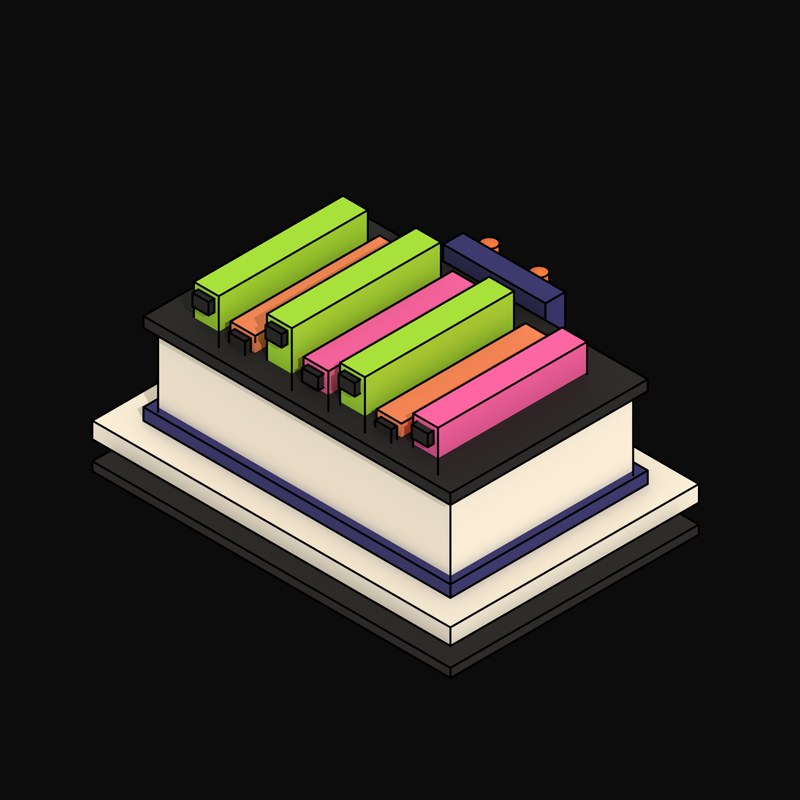 Cream Immersion Cooling Tank with Submerged Servers - 3D icon from Neo Brutalist AI Hardware