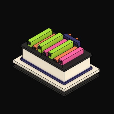 Cream Immersion Cooling Tank with Submerged Servers - 3D icon from Neo Brutalist AI Hardware