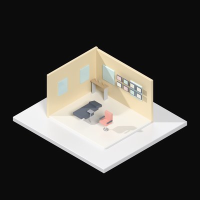 Tattoo Studio Booth - 3D icon from Interior Scenes