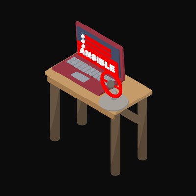 Ansible Inventory on a Standing Desk - illustration from Isometric Developer Stack Desks Icons