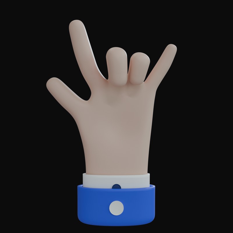 White Rock On with Thumb Business Hand 3D Icon - 3D icon from Business Hand Gestures 3D Icons