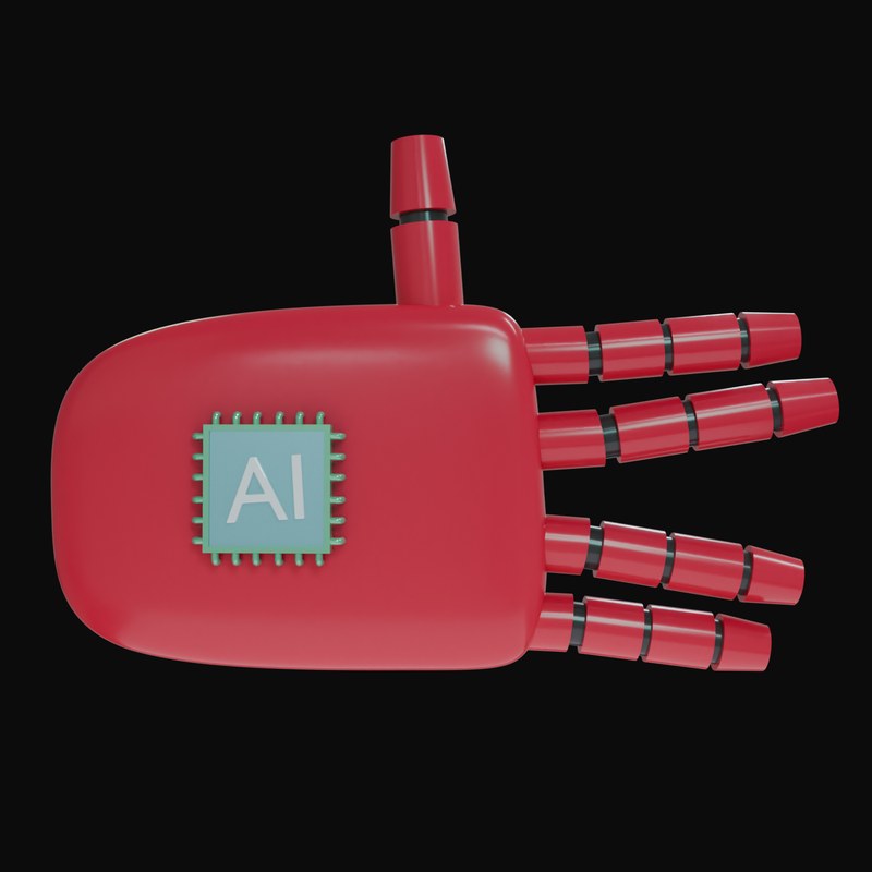 Crimson Split Finger Salute Robot Hand 3D Icon - 3D icon from Robot Hand Gestures 3D Icons