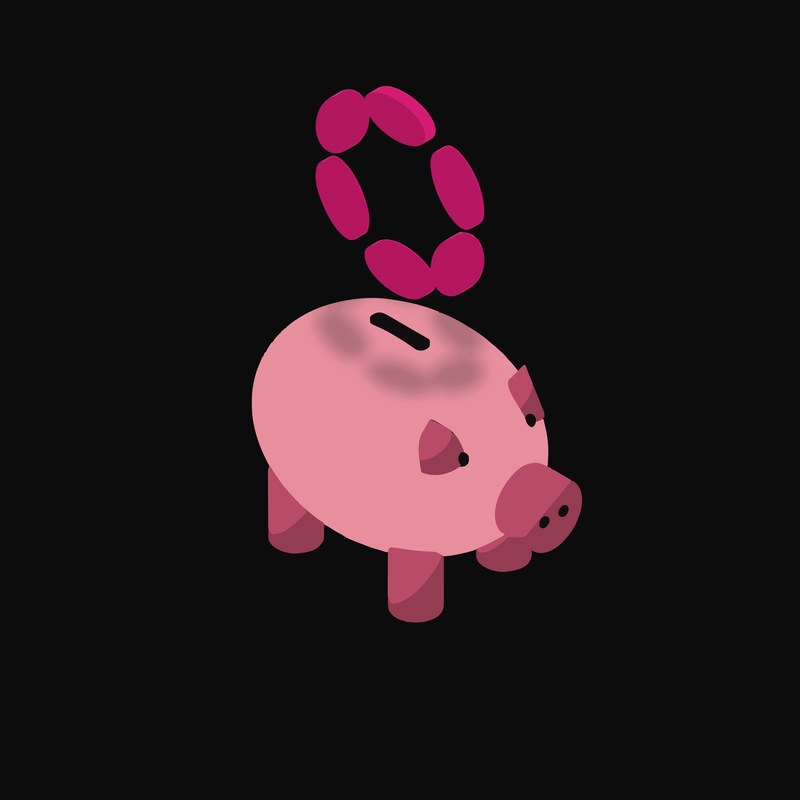 Polkadot Floating Over a Piggy Bank - illustration from Crypto & Currency Piggy Bank Float