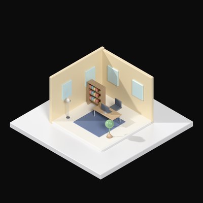Corner Executive Office - 3D icon from Interior Scenes