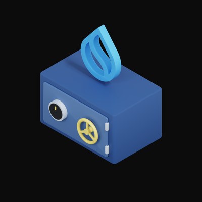 Sui Floating Over a Safe - 3D icon from Crypto & Currency Safe Float