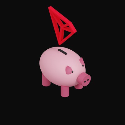 TRON Floating Over a Piggy Bank - 3D icon from Crypto & Currency Piggy Bank Float