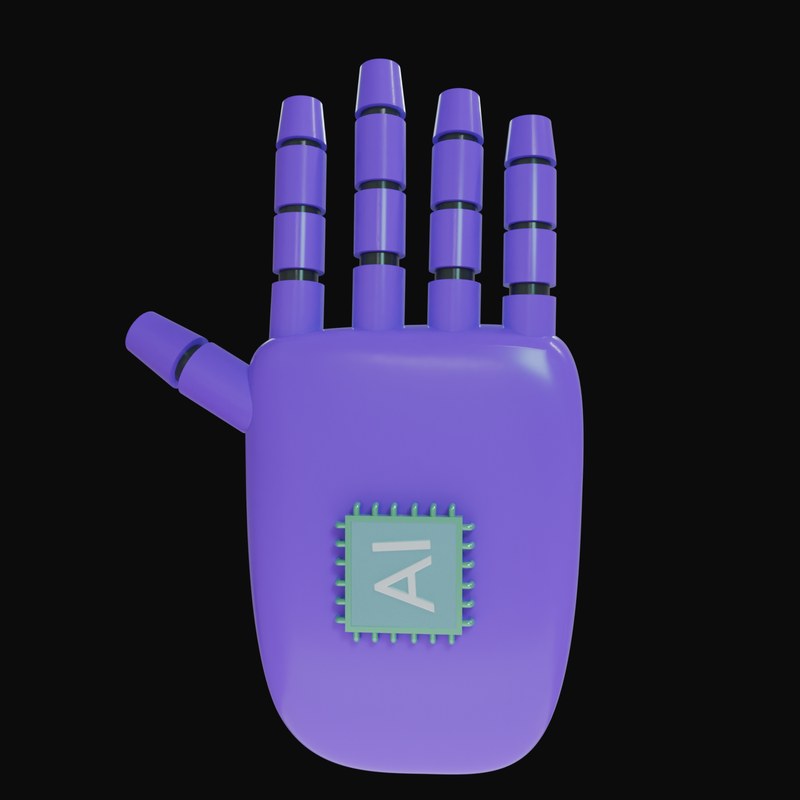 Violet Open Palm Robot Hand 3D Icon - 3D icon from Robot Hand Gestures 3D Icons