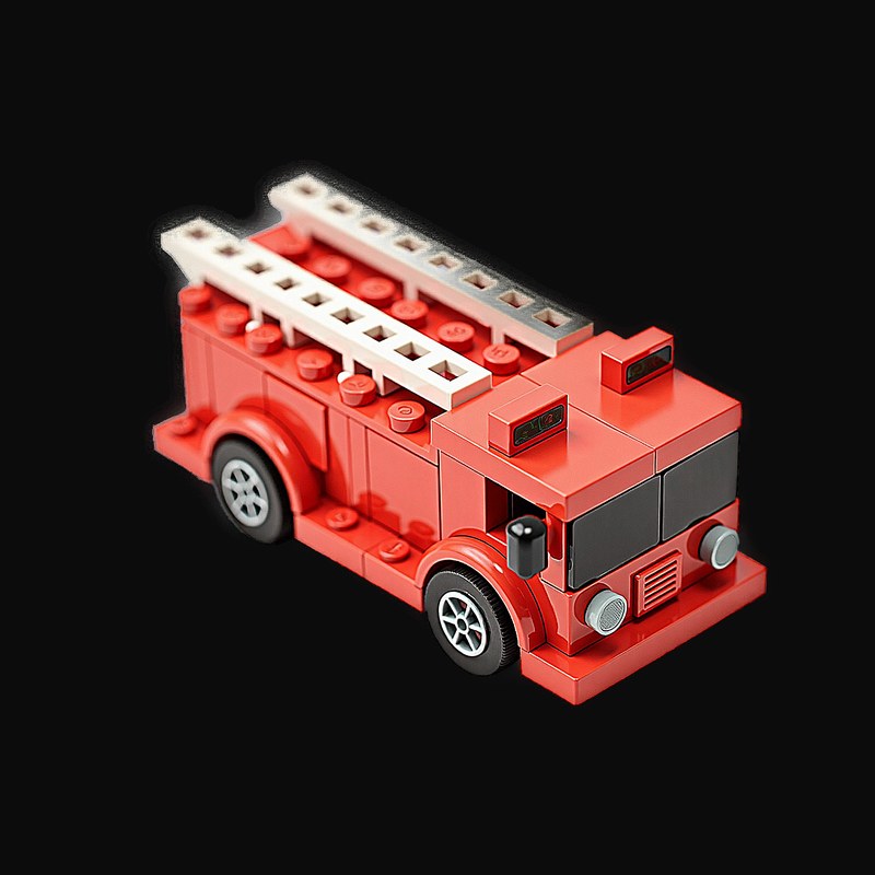 Red Toy Brick Fire Truck - Clay 3 - 3D icon from Toy Brick Vehicles - Clay