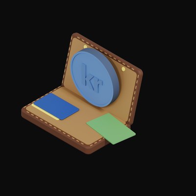 Norwegian Krone Floating Over a Wallet - 3D icon from Crypto & Currency Wallet Float