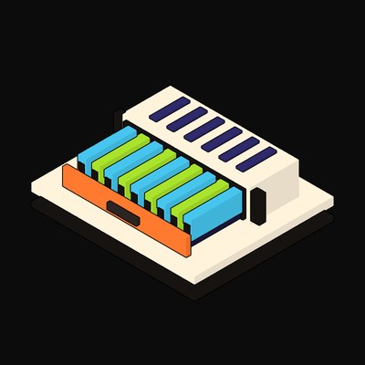 Cream Storage Shelf with the Drawer Open - illustration from Neo Brutalist AI Hardware Icons
