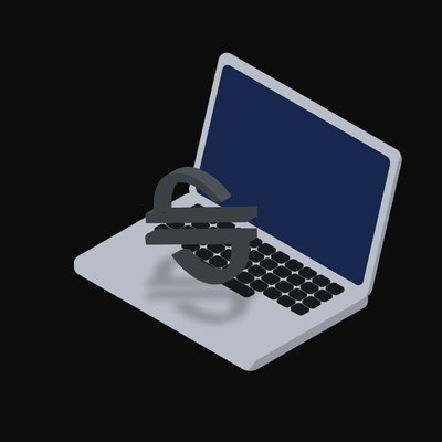 Stellar Floating Over a Laptop - illustration from Crypto & Currency Laptop Float