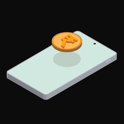 Phone Indian Rupee Floating Back - animated icon from Crypto and World Currency Phone Float