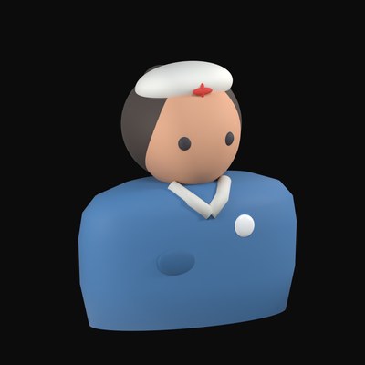 Nurse in a Blue Tunic with a White Cap and Fob Watch - 3D icon from People and Profession Avatars 3D Icons