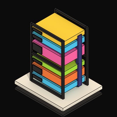 Ink Open Frame Rack with a Cable Spine - 3D icon from Neo Brutalist AI Hardware