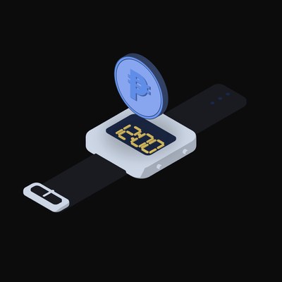 Philippine Peso Floating Over a Watch - illustration from Crypto & Currency Watch Float