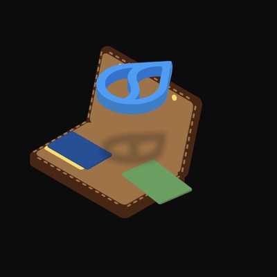Sui Floating Over a Wallet (Back) - illustration from Crypto & Currency Wallet Float