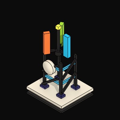 Ink Antenna Mast with Three Panel Antennas - 3D icon from Neo Brutalist AI Hardware