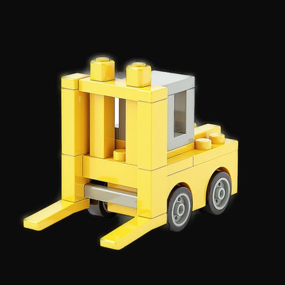 Yellow Toy Brick Forklift - Plastic 3 - 3D icon from Toy Brick Vehicles - Plastic