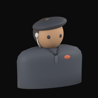 Security Guard in a Black Beret with an Earpiece - 3D icon from People and Profession Avatars 3D Icons