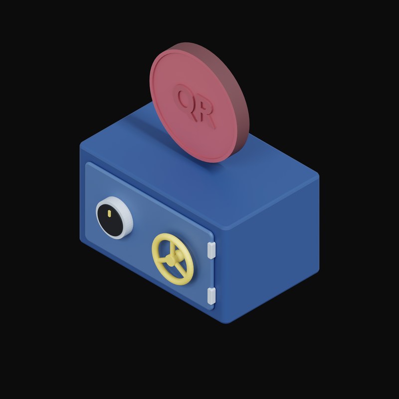 Qatari Riyal Floating Over a Safe - 3D icon from Crypto & Currency Safe Float