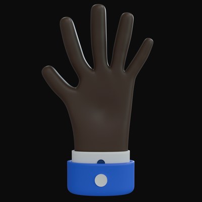 Black Open Hand Business Hand 3D Icon - 3D icon from Business Hand Gestures 3D Icons