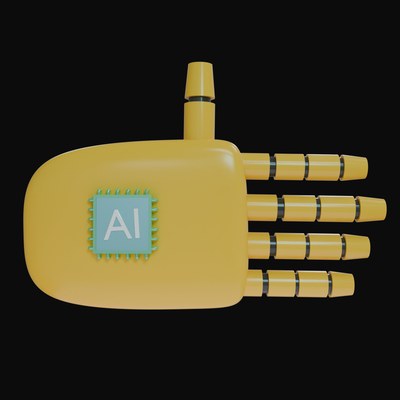 Amber Open Hand Robot Hand 3D Icon - 3D icon from Robot Hand Gestures 3D Icons