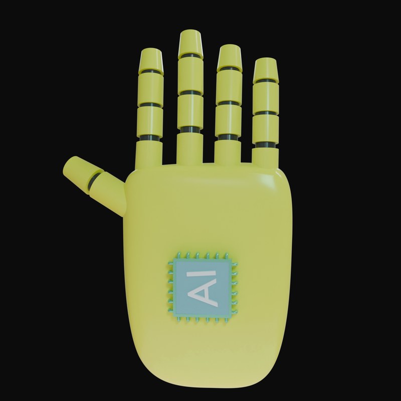 Yellow Open Palm Robot Hand 3D Icon - 3D icon from Robot Hand Gestures 3D Icons