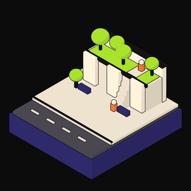 Buttressed Terrace Gardens - illustration from Neo Brutalist Scenes Icons