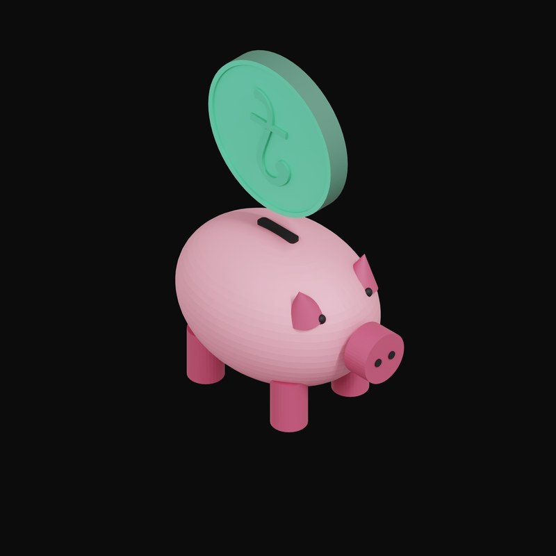 Bangladeshi Taka Floating Over a Piggy Bank - 3D icon from Crypto & Currency Piggy Bank Float