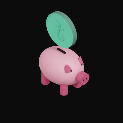 Bangladeshi Taka Floating Over a Piggy Bank - 3D icon from Crypto & Currency Piggy Bank Float