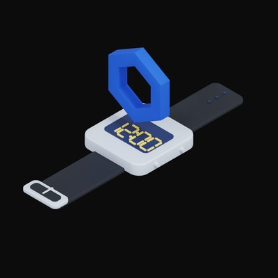 Chainlink Floating Over a Watch - 3D icon from Crypto & Currency Watch Float