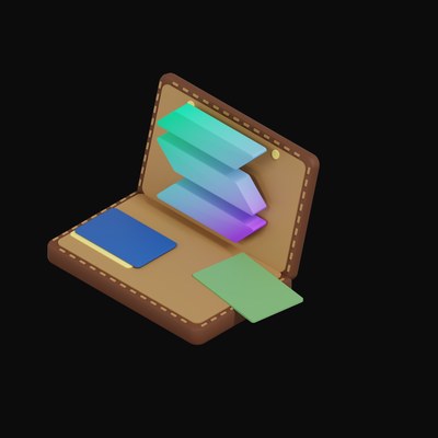 Solana Floating Over a Wallet - 3D icon from Crypto & Currency Wallet Float