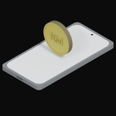 Phone Malaysian Ringgit Floating - 3D icon from Crypto and World Currency Phone Float