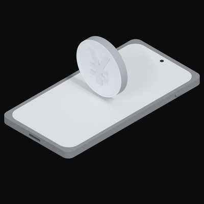 Phone Japanese Yen Floating - 3D icon from Crypto and World Currency Phone Float