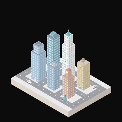 Uptown High-Rise Cluster - illustration from Isometric City Scene Illustrations