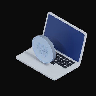 Korean Won Floating Over a Laptop - 3D icon from Crypto & Currency Laptop Float
