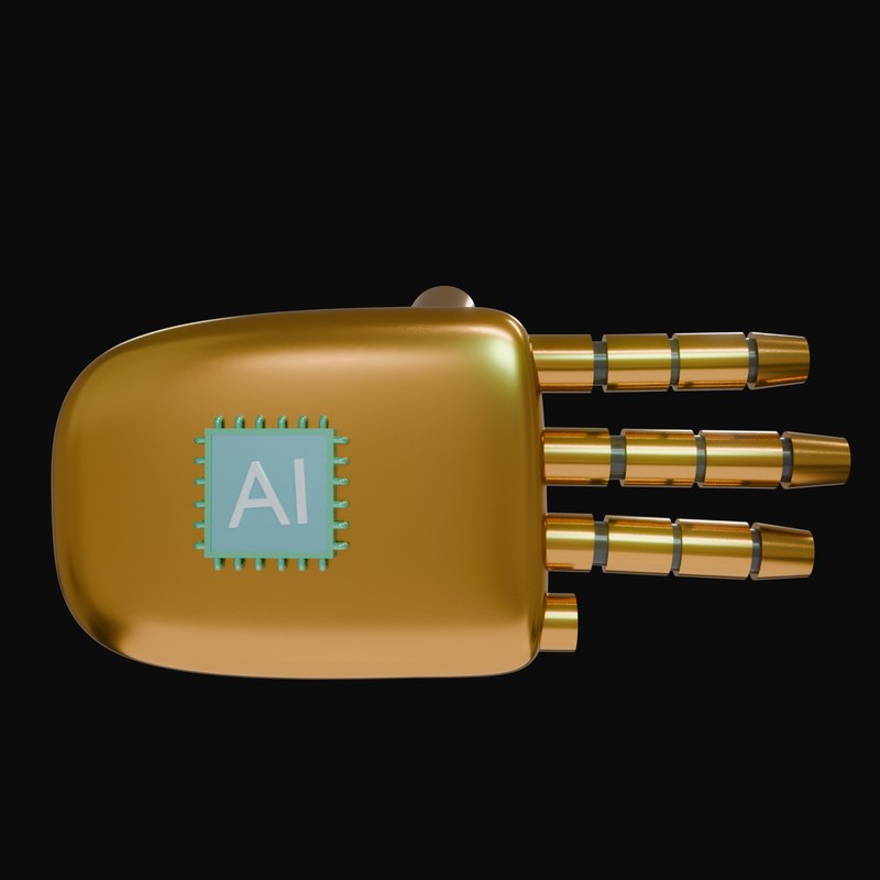 Bronze Three Fingers Robot Hand 3D Icon - 3D icon from Robot Hand Gestures 3D Icons