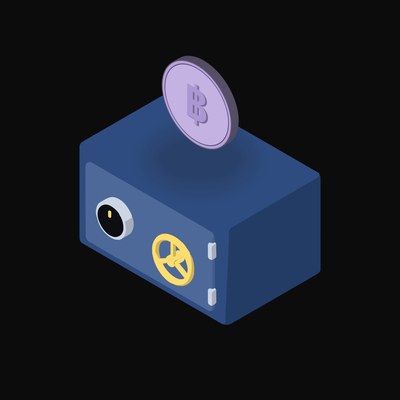 Thai Baht Floating Over a Safe - animated icon from Crypto & Currency Safe Float