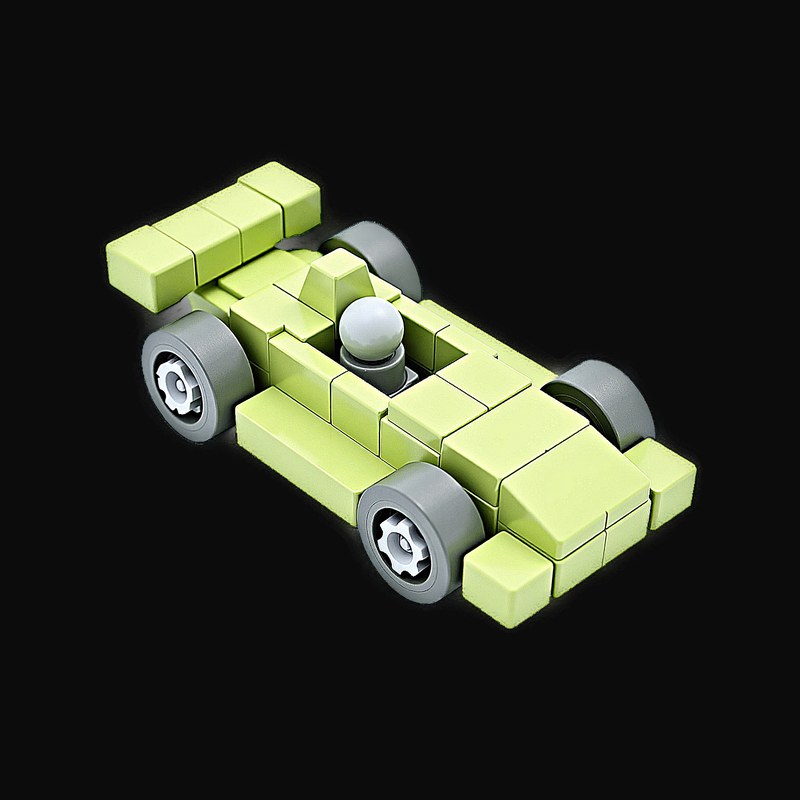 Green Toy Brick Racing Car - Clay 2 - 3D icon from Toy Brick Vehicles - Clay