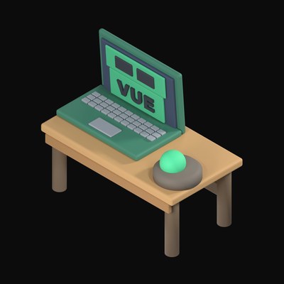 Vue Template Blocks on a Laptop - 3D icon from Isometric Developer Stack Desks 3D Icons